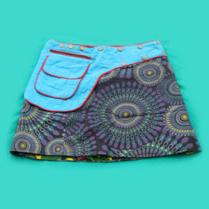 Snap Button Wrap around Mini Hippie Skirt