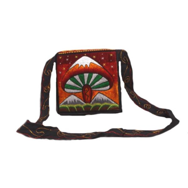 Mushroom Embroidery Hippie Passport bag