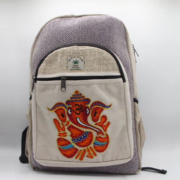 Ganesh and Om Hand Embroidery Hemp Laptop Bag