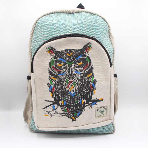 Colorful Owl Print Hemp Laptop Bag