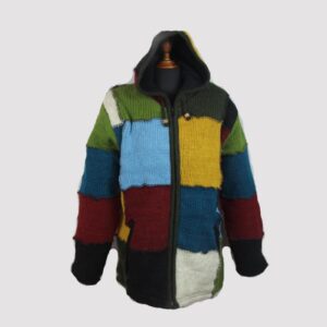 Multicolor Patchwork Himalayan Hippie Wool Jacket