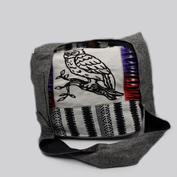 Bird Print and Razor Cut Hippie Shoulder Bag