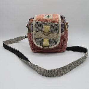 Herringbone style vintage hemp camera bag