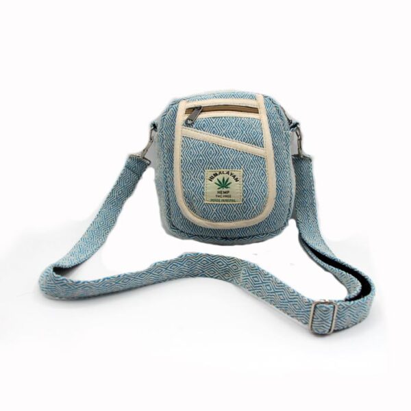 Blue tone stylish handmade hemp camera bag