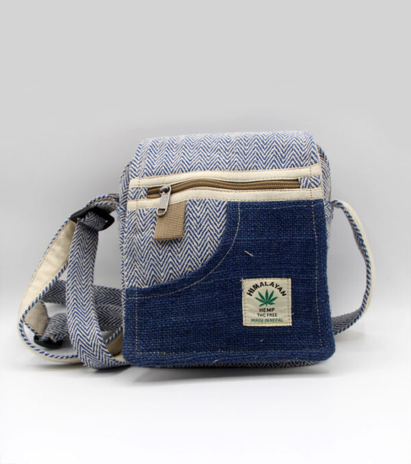 Cotton patched herringbone hemp camera bag