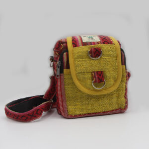 Yellow and red mixed boho hemp camera bag