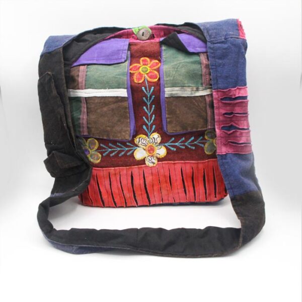 Flower Embroidery and Bohemian Fair Trade Festival Bag