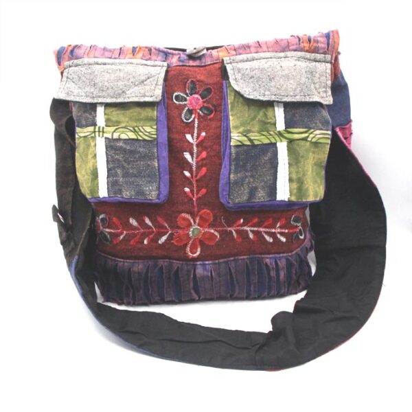 Stonewash Hand Embroidery Hippie Bohemian Fair Trade Festival Bag