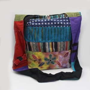 Flower Print, Embroidery, Patchwork and Razor Cut Hippie Bohemian Fair Trade Festival Bag