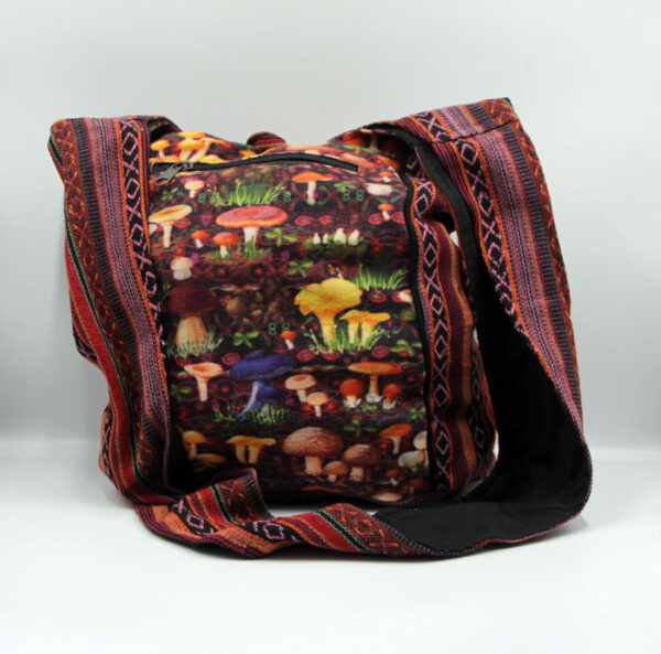 Digital Mushroom Printed Hemp Shoulder Bag