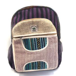 Herringbone Design Gheri Patched Hemp Backpack
