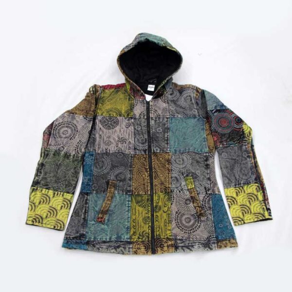 BTC Heavy Print Cotton Patchwork Hippie Winter Jacket