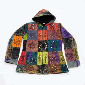 BTC Heavy Cotton Patchwork and Hand Block and Paint Hippie Winter Jacket