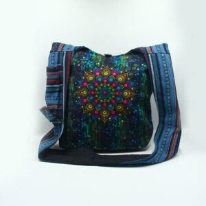 Fair trade gheri tie dye shoulder bag with digital flower print
