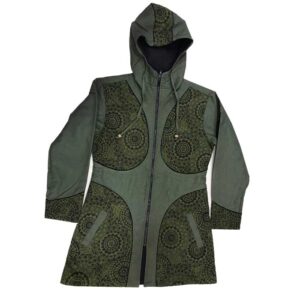 Made in Nepal mandala prints hooded long jacket