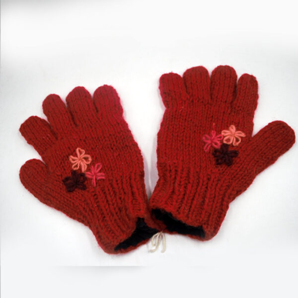 Star embroidered full finger woolen gloves