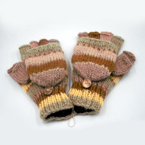 Half finger made in Nepal hand woven wool gloves