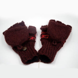 Fingerless Hippie Maroon Colored Wool Gloves