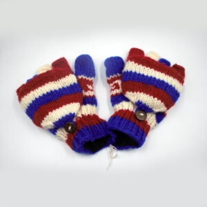 Multicolor Boho Hand Knitted Wool Gloves