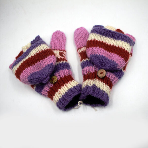 Colorful full finger knitted wool gloves