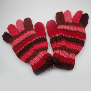 Red Mix Full Finger Knitted Wool Gloves