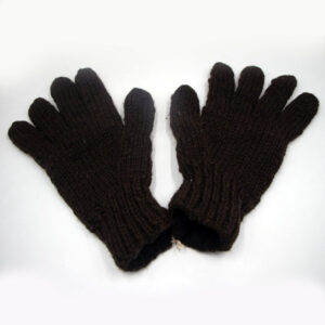 Plain black tone full finger woolen gloves
