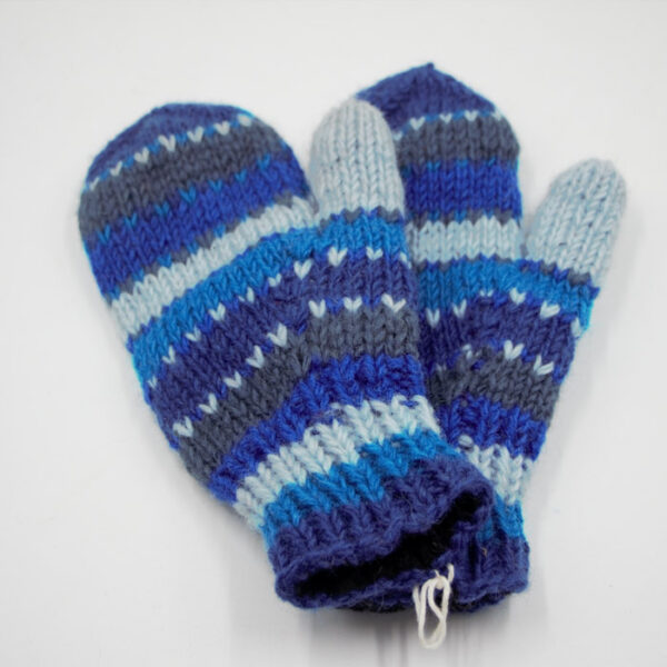 Blue tone hand knitted cozy woolen hand wear
