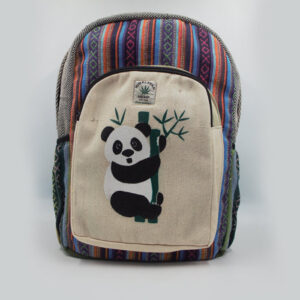 Cute Panda Printed Gheri Patched School Bag