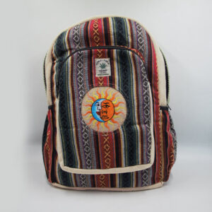 Boho red gheri hippie sun print backpack in Nepal