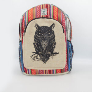 Dark Owl print organic hemp backpack