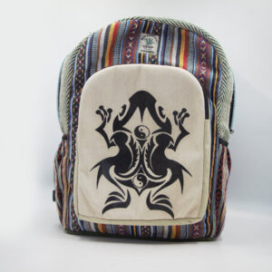 Ecofriendly frog print handmade hemp backpack