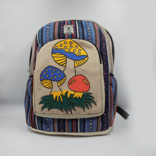 Hippie mushroom print fair trade school bag