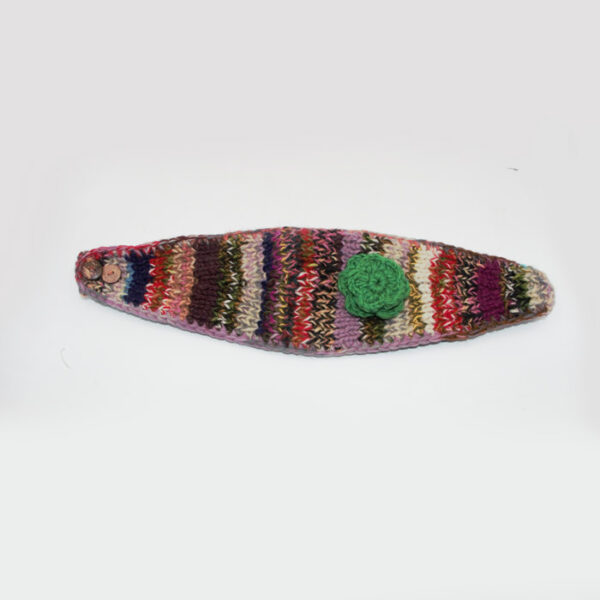Colorful flower embroidered winter head band