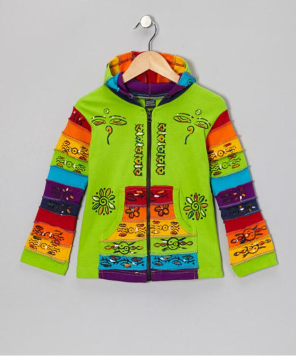 Rainbow Color Combination with Pre Wash Hippie Kid Jacket