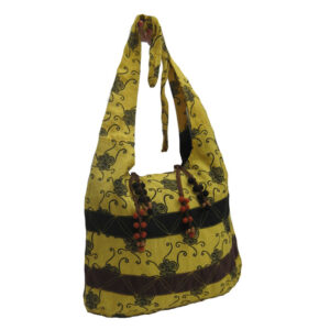 Yellow tone jazzy ladies cotton shoulder bag