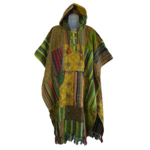 Organic Gheri Mix Green Tone Long Poncho