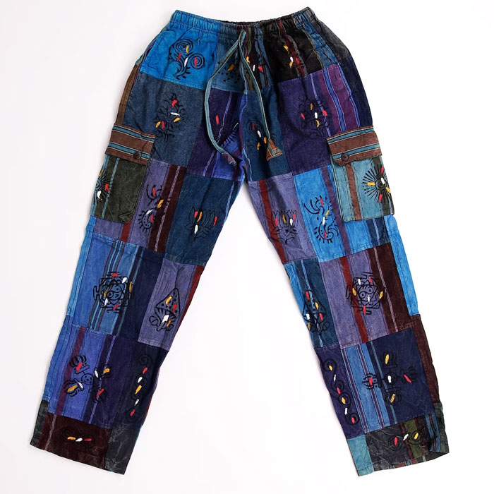 Plain Patchwork unisex Cotton festival Hippie Patchwork Trousers ...