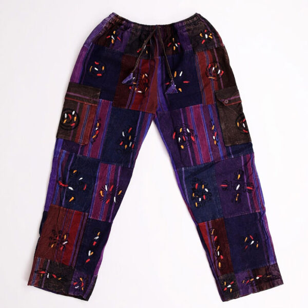 Color Stonewash Mens Hippie Patchwork Pants