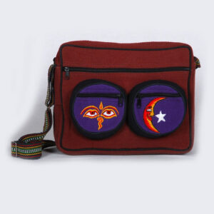 Buddha eyes embroidered mini cotton side bag