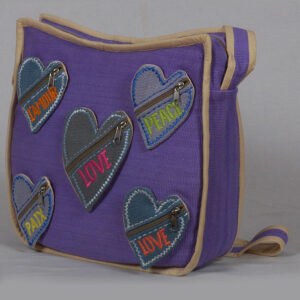Love symbolic pockets added hippie cotton side bag