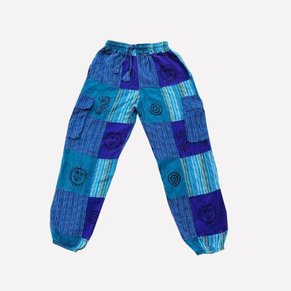 Blue Color Washed Shiny Men’s Patchwork Pant