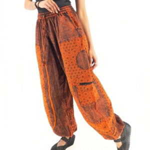 Orange tone tie dye fine cotton pant