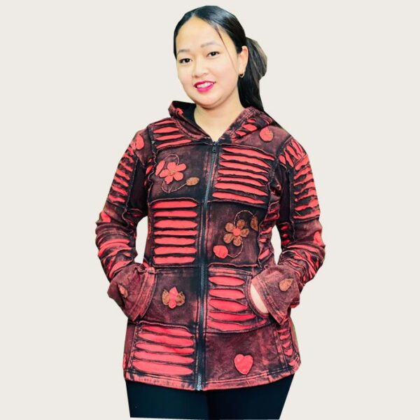 Himalayan Red Mix Razor Cut Cotton Jacket