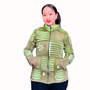 Light Green Mix Funky Women Hoodie