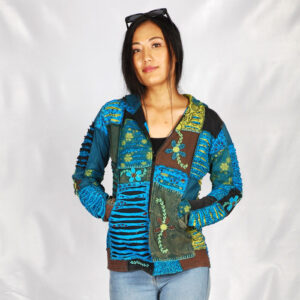 Patchwork and Print Hippie Cotton razor Cut Jacket