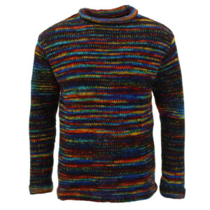 Rainbow Strived Warm Fleeced Wool Jumper