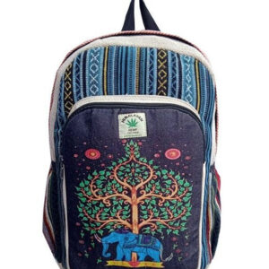 Bohemian Cozy Artisanal Tree Printed Hemp Backpack