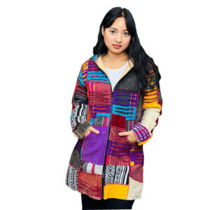 Patchwork and Razor Cut Hippie Long Cotton Jacket