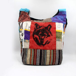 Gheri Patched Colorful Wolf Print Shoulder Bag