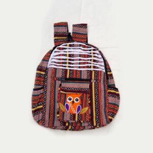 Artisanal Owl Embroidered Full Gheri Backpack